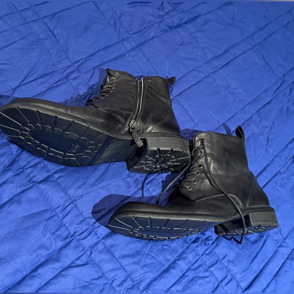 Calzoleria Toscana Dip Died Black Leather Mens Lace Up Combat Boot. Size 10.5 - Picture 7 of 11
